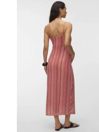 Vero Moda gestreepte gehaakte zwangerschapsmaxijurk koraalrood, foto 5