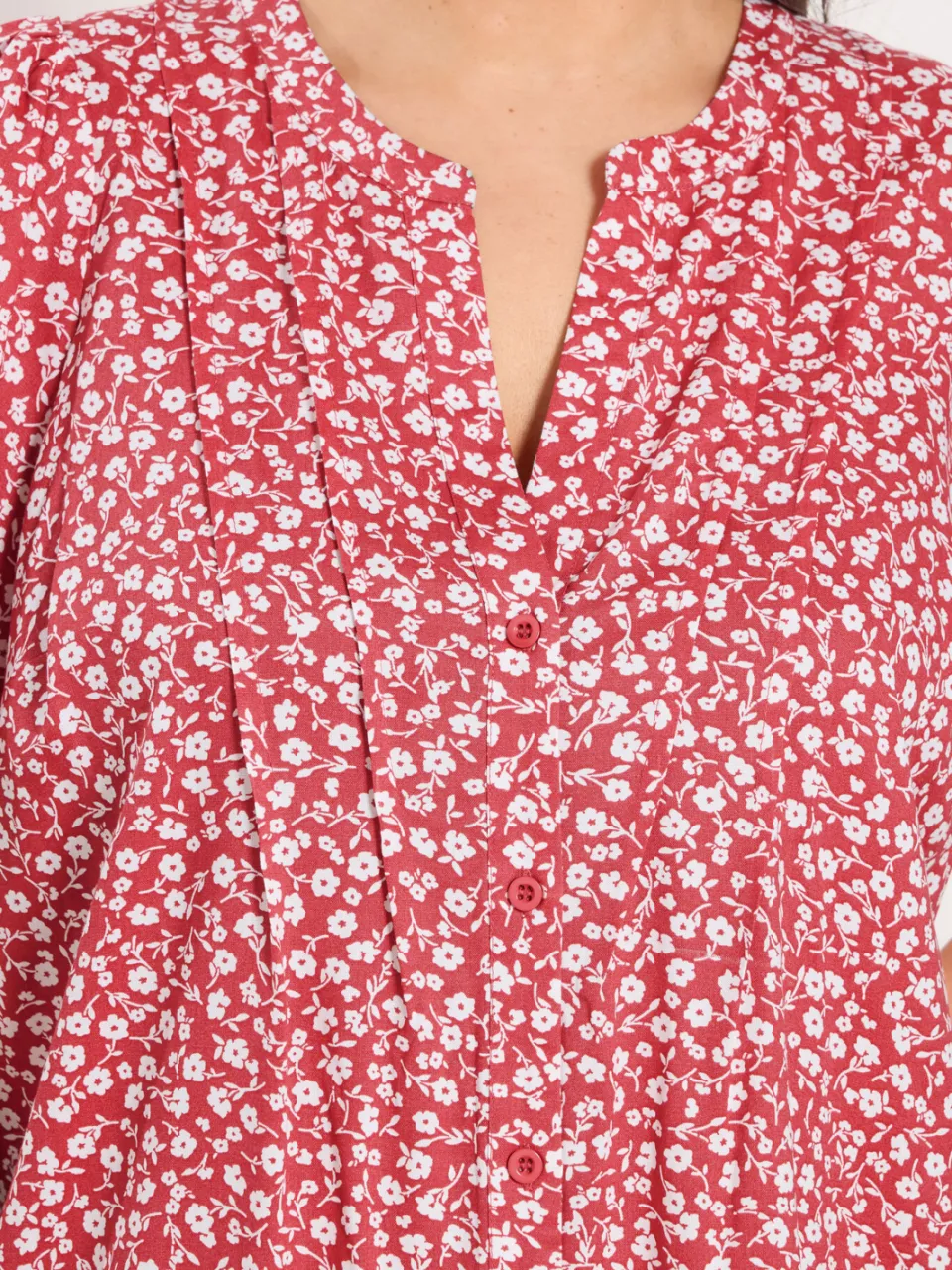 Yours Rode Smockjurk Met Fijne Bloemenprint-52 rood, foto 5
