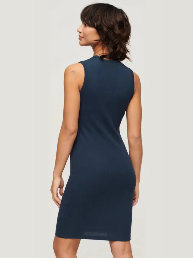 Jurk Superdry Rib Bodycon blauw