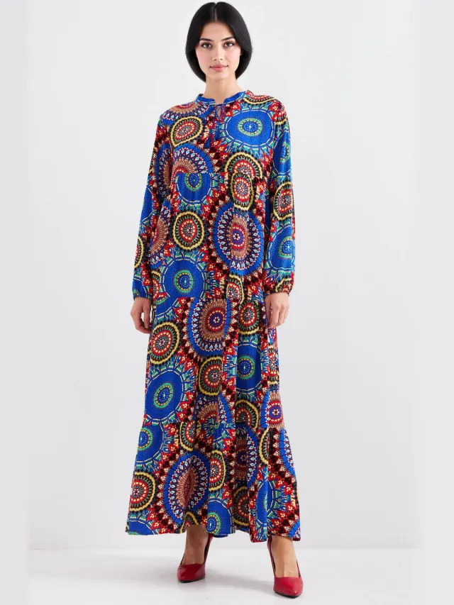Big Dart Maxi-jurk met Strikdetail Blauw