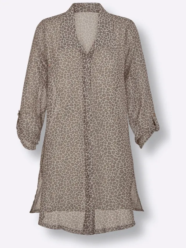 Strandblouse champagne/chocolade bedrukt, foto 2
