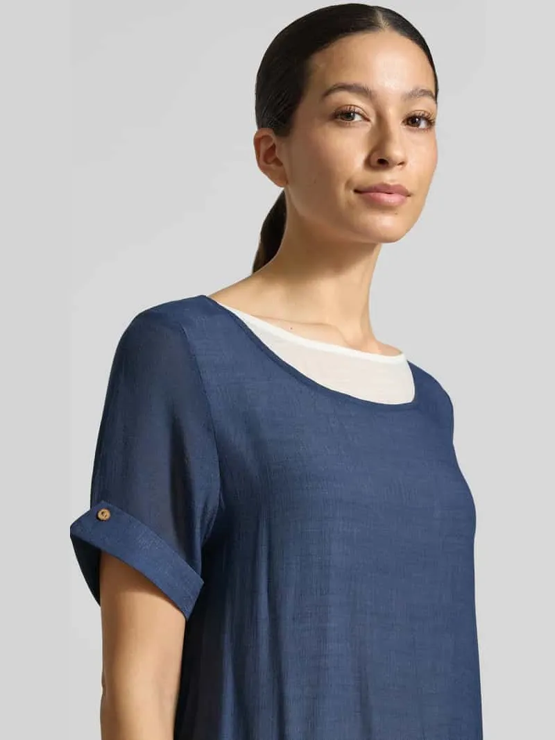 Apricot Knie-lange jurk van viscosemix marineblauw, foto 3