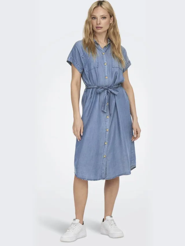 Only spijker blousejurk ONLPEMA medium blue denim