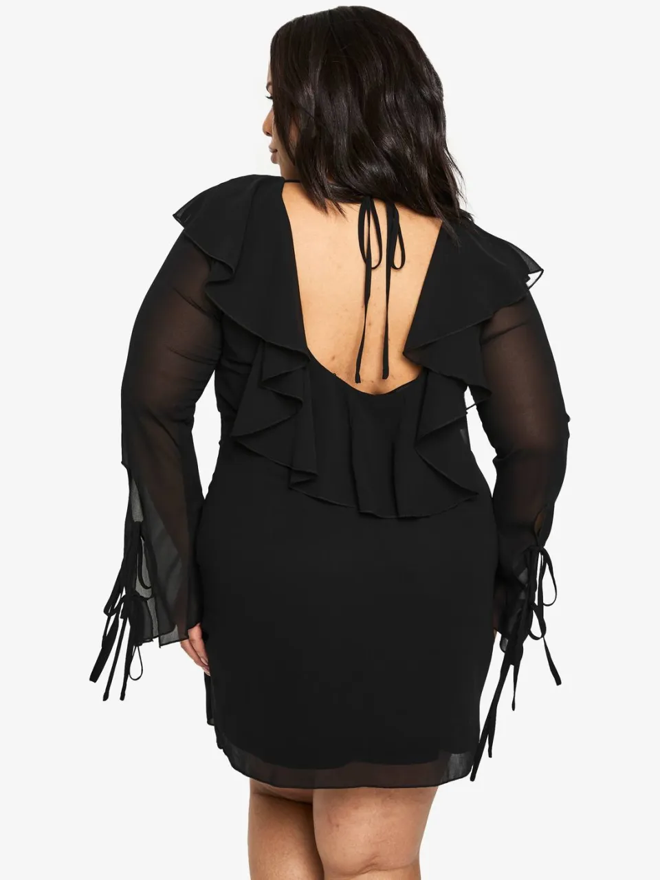 boohoo Dames Plus geweven ruches shiftjurk zwart, foto 2