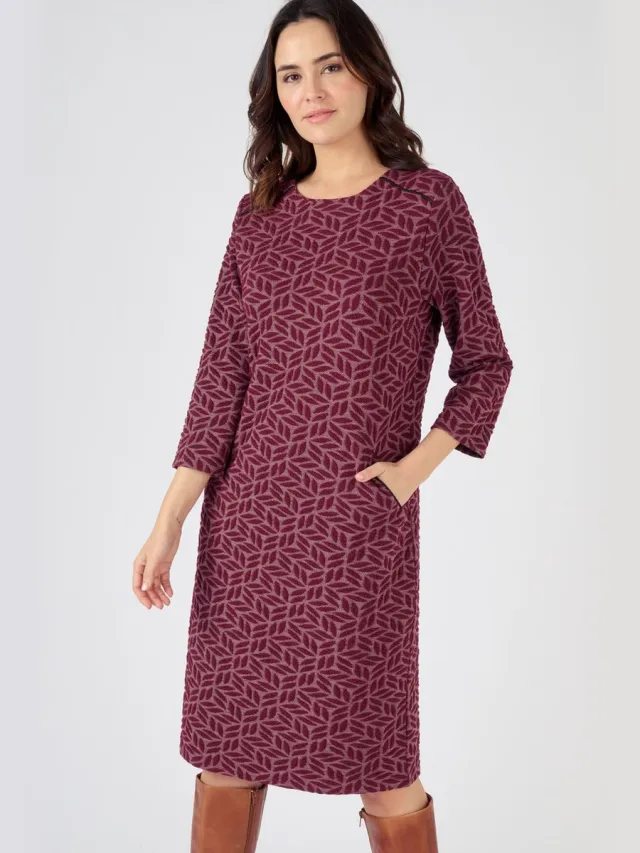 Damart A-lijn jurk Jacquard gebreid - Dames - Rood - 38