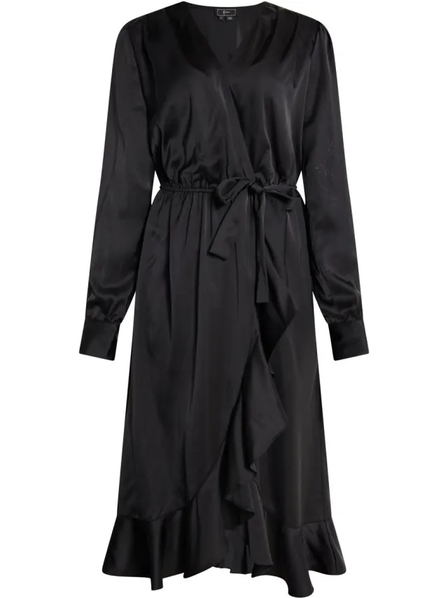 Faina Midi-jurk met lange mouwen zwart