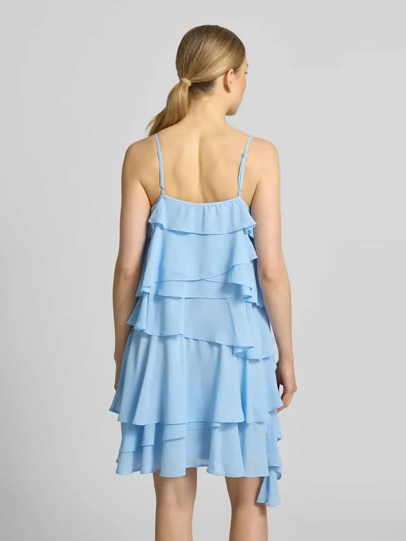 Vero Moda Vloeiende cocktailjurk met volants model 'ALADYN' lichtblauw, foto 4