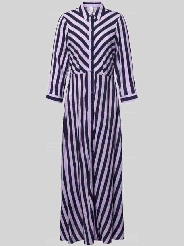 Yas Overhemdjurk van viscose met 3/4-mouw model 'SAVANNA' marineblauw, foto 2