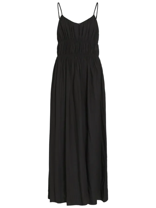 Vila viscose maxi jurk met smockwerk - zwart