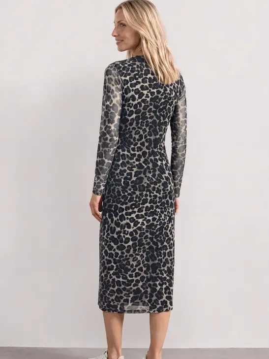 Street One Midi-jurk met boothals en luipaardprint zwart, foto 2