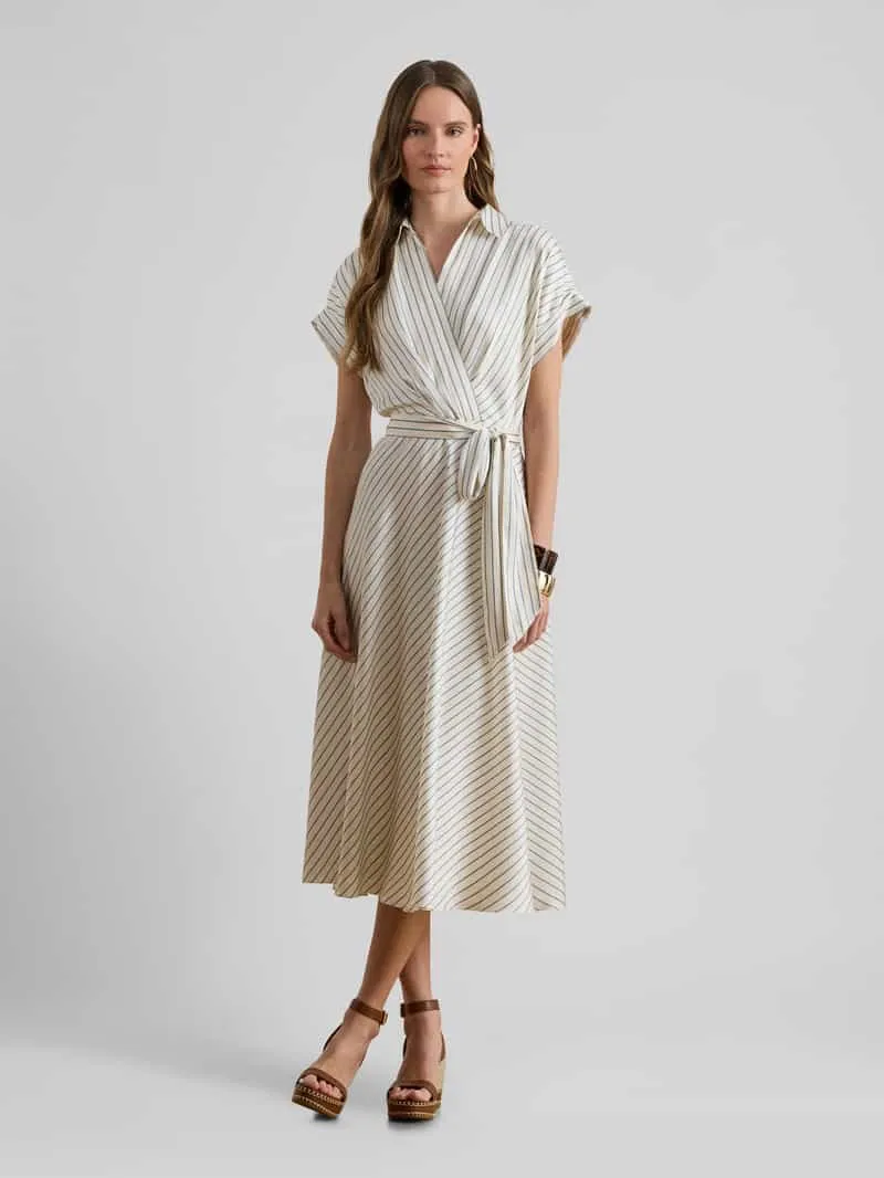 Lauren Ralph Lauren Getailleerde overhemdjurk met strikceintuur Ecru