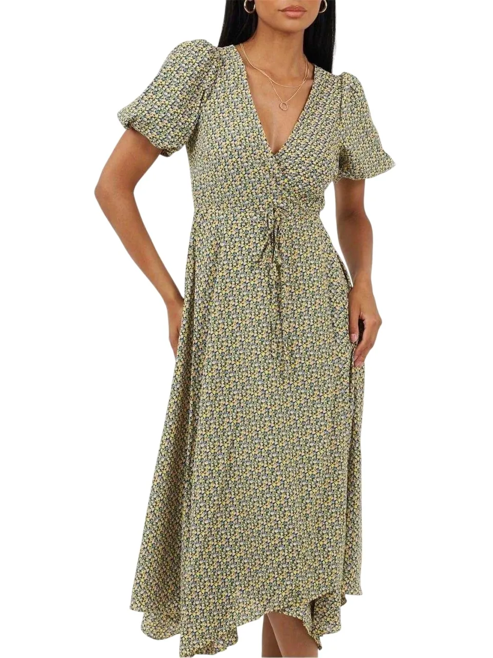 Brave Soul Dames/Dames Floral V Neck Midi Dress (Geel), foto 2