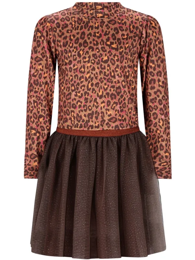B.Nosy Y508-5804 Meisjes Jurk leopard texas