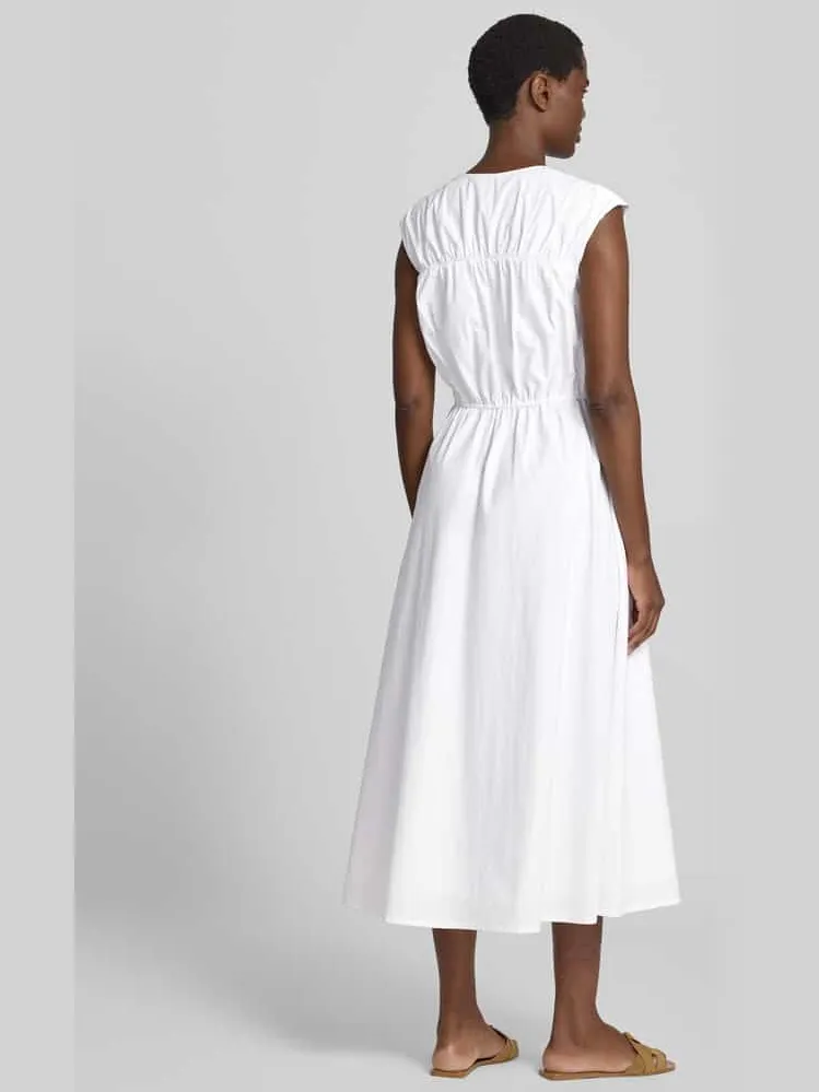 Jake*s Casual midi-jurk met V-hals en vetersluiting wit, foto 3