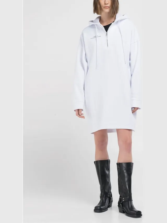 Replay W9118.000.23040p Midi-jurk Met Lange Mouwen Wit M Vrouw White