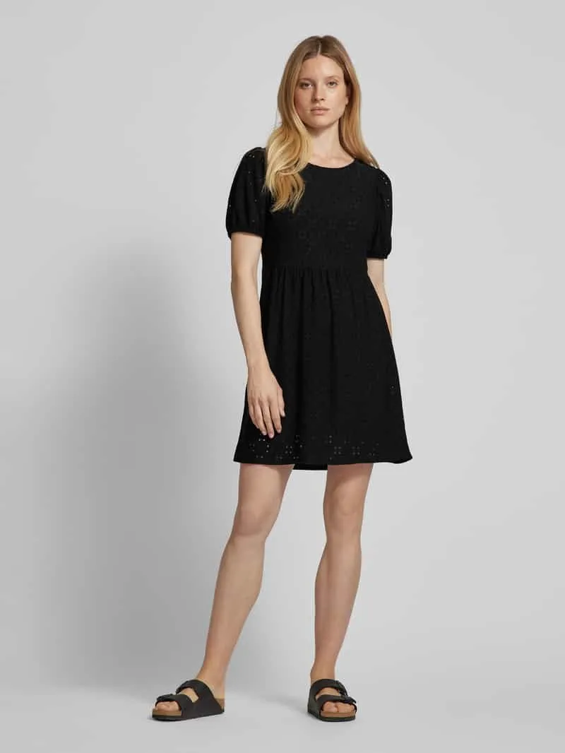 Pieces Mini-jurk met broderie anglaise zwart, foto 3