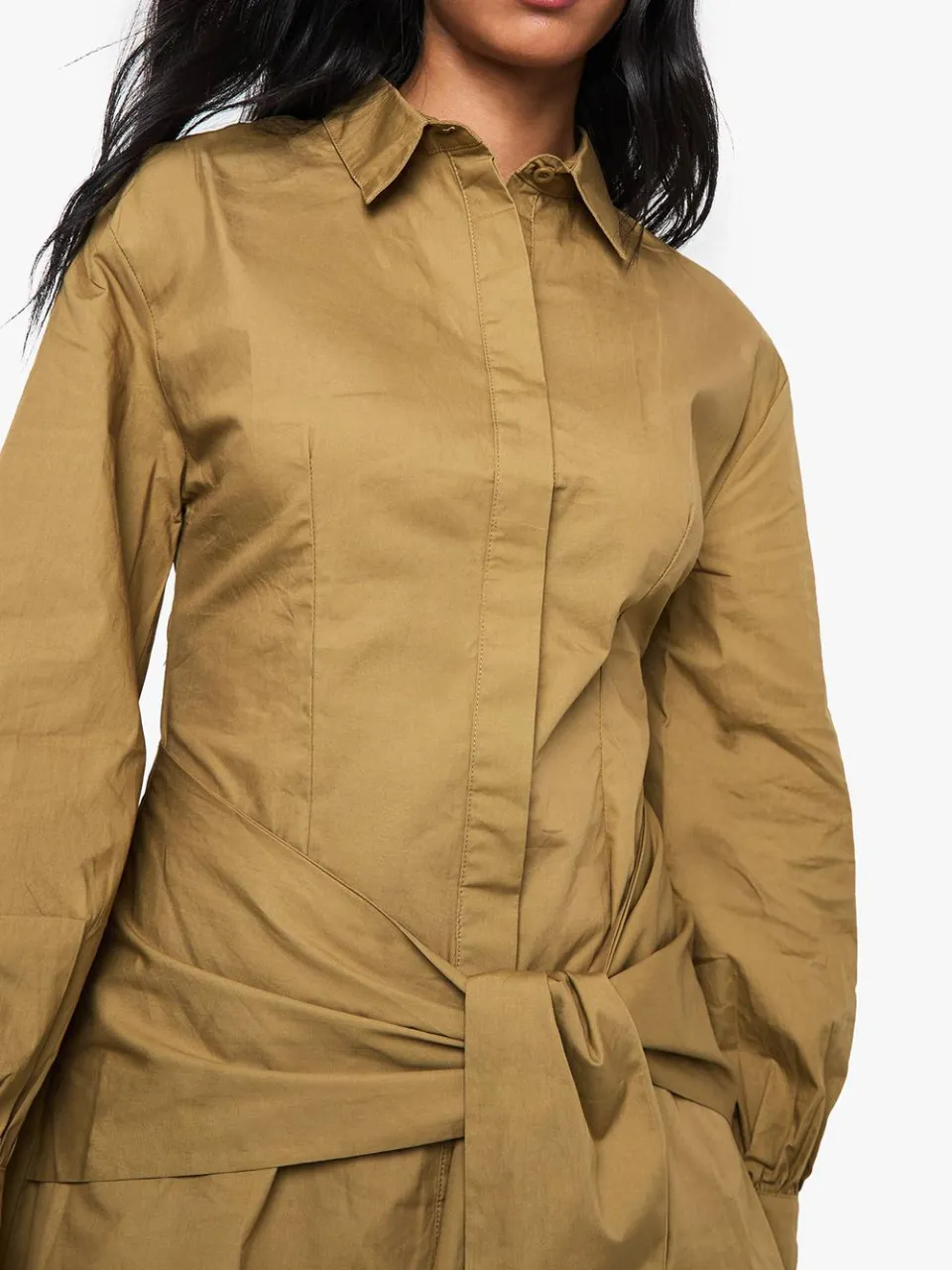 boohoo Dames Wikkel-shirtjurk kaki, foto 4