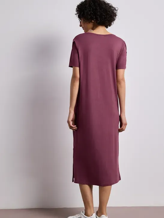 Street One Midi-jurk met korte mouwen en splitdetail roze, foto 2