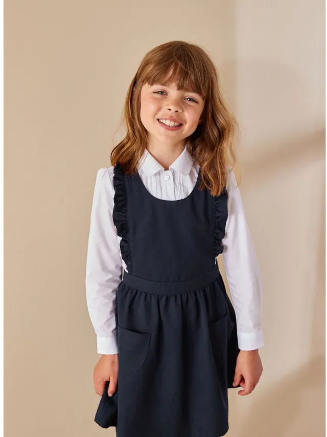 Next Meisjes - Schoolovergooier met ruches - Blauw Navy Blue