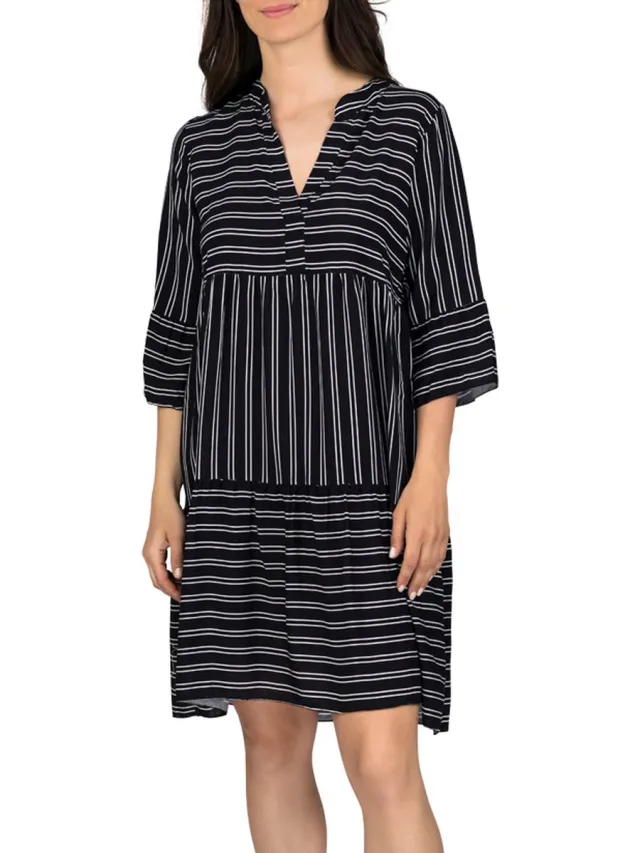 DENIMFY Dames Jurk DFFrida regular fit Zwart S/M V Hals Volwassenen Zomerjurk