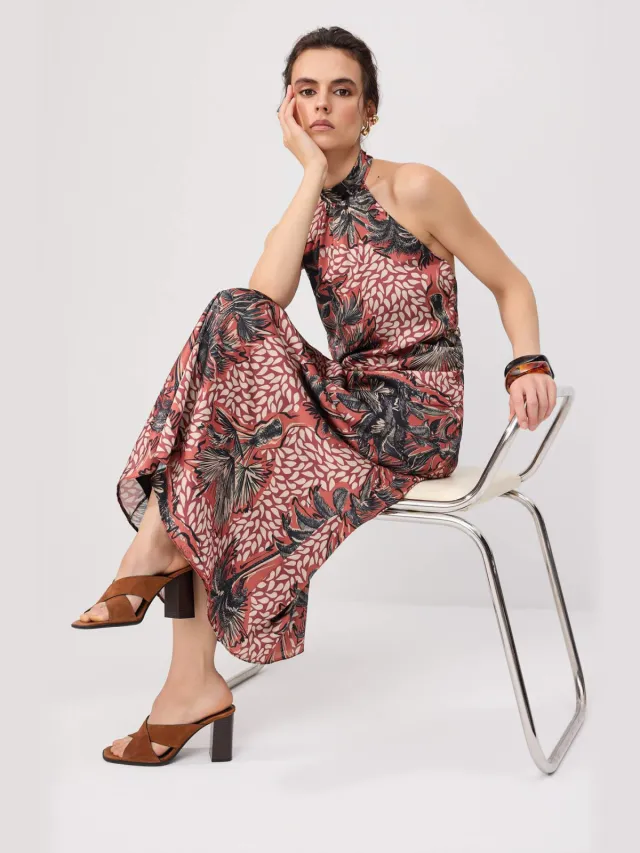 Trendyol TRENDYOLMİLLA Dames Rood Bloemen Maxi Mouwloos A-lijn Jurken