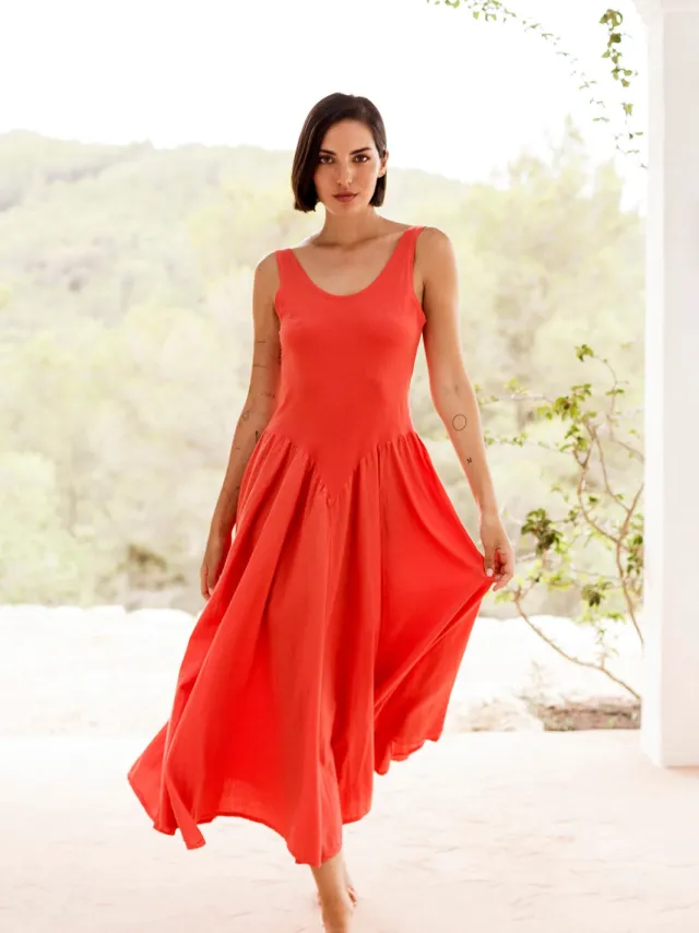 RAVENS VIEW IBIZA dames vegan Jurk Look Radiant Red Rood