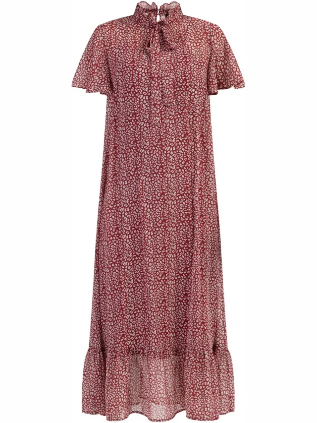 Faina Midi-jurk van chiffon rood wit