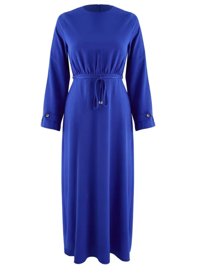 Trendyol Modest Dames Blauw Effen Maxi Lang Recht Modest Jurken