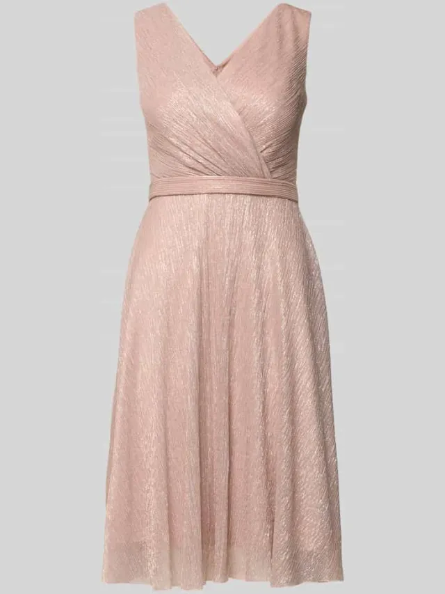 TROYDEN COLLECTION Knielange cocktailjurk met V-hals rosé, foto 2