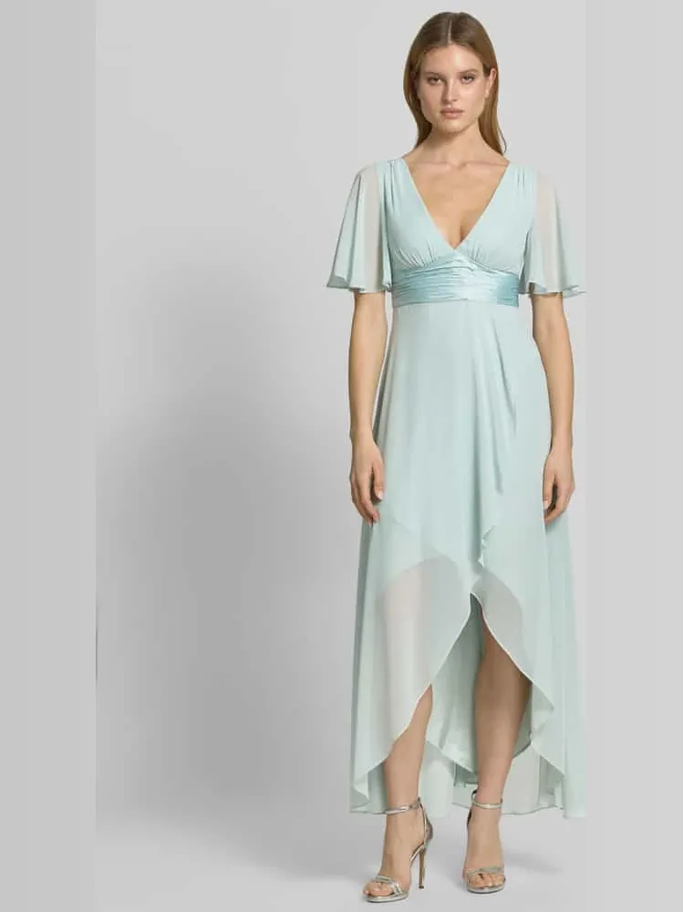 Jake*s Cocktail midi-jurk van chiffon met diepe V-hals Lindegroen