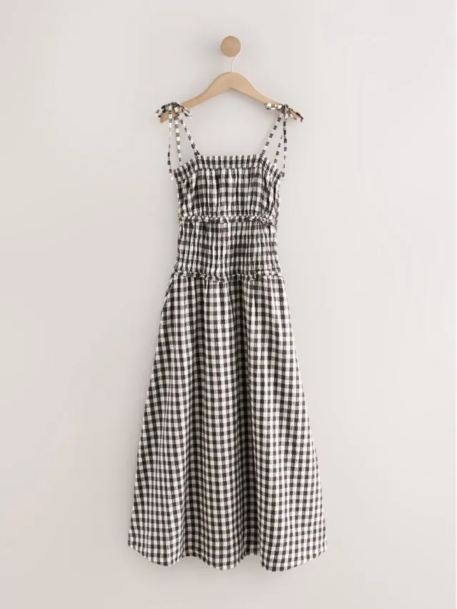 Next Dames - Lange bandeau-jurk - Tall - Bruin Chocolate Brown Gingham