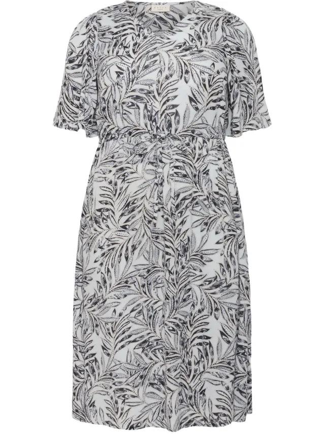 Kaffe Curve Damesjurk KAFFE Curve KCAmi blue leaf print