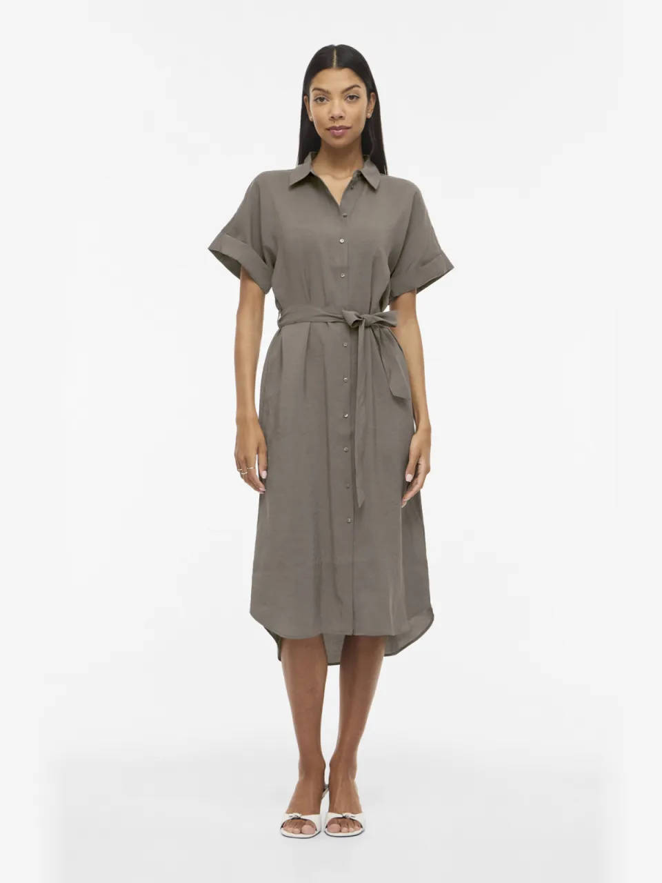 Vila blousejurk taupe, foto 3