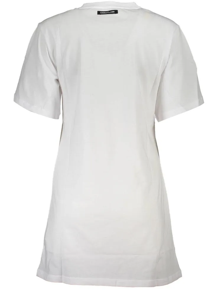 Cavalli Class Tijgerkop Geborduurde T-shirt Jurk wit, foto 2