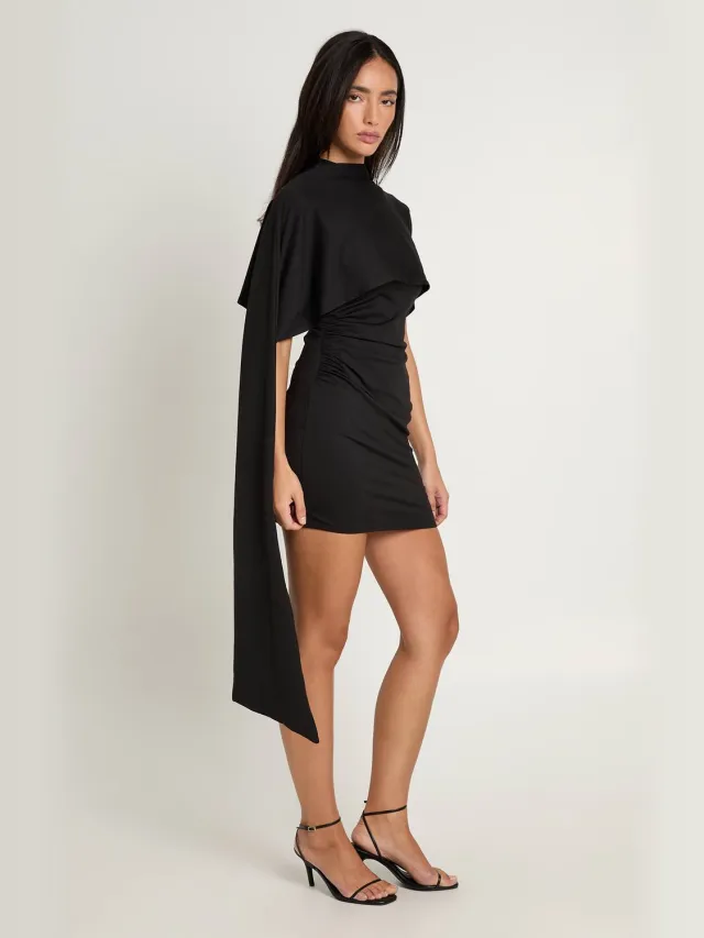boohoo Dames Bolero Drape Mini Jurk zwart, foto 2