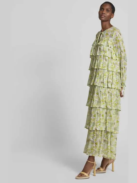 BAUM & PFERDGARTEN Maxi-jurk van viscose in laagjeslook lichtgeel, foto 4