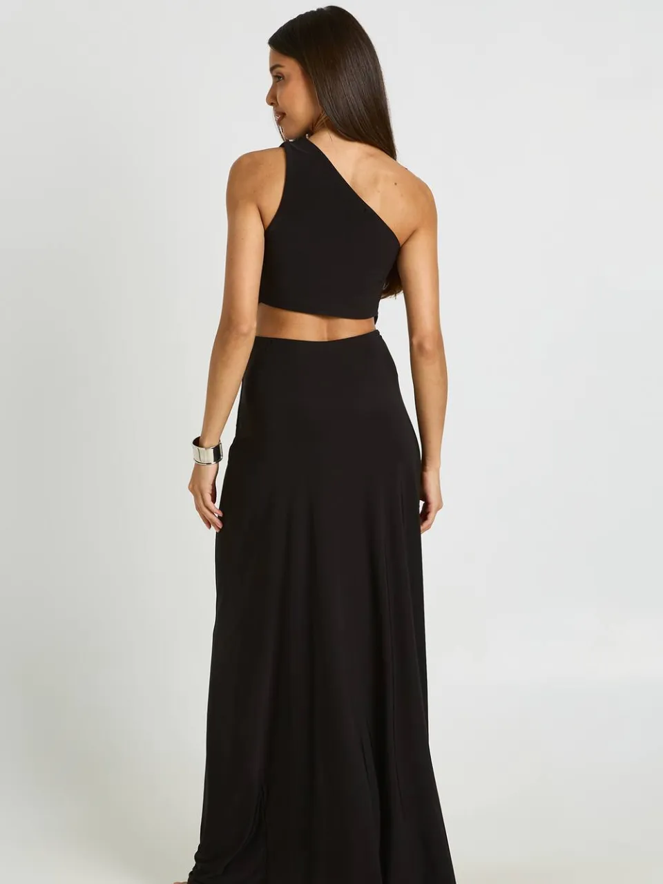 boohoo Dames Asymmetrische Maxi-jurk Met Cut-out En Sierdetail zwart, foto 2