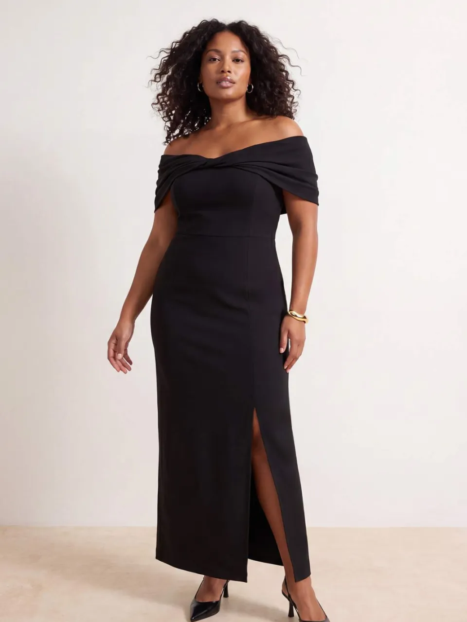 Trendyol Curve Dames Zwart Effen Maxi Mouwloos Diploma-uitreiking / Gala Bodycon Grote maten Jurk