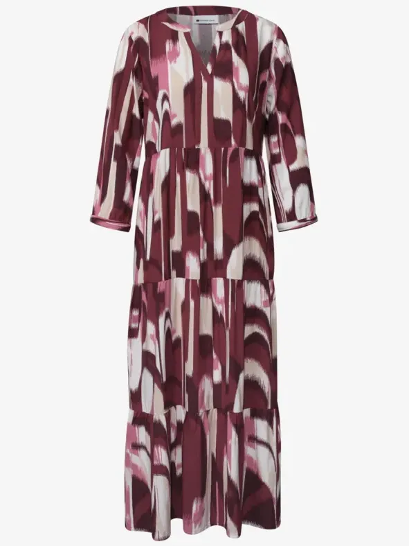 Street One Midi-jurk met gespleten hals in etnische look rood, foto 3
