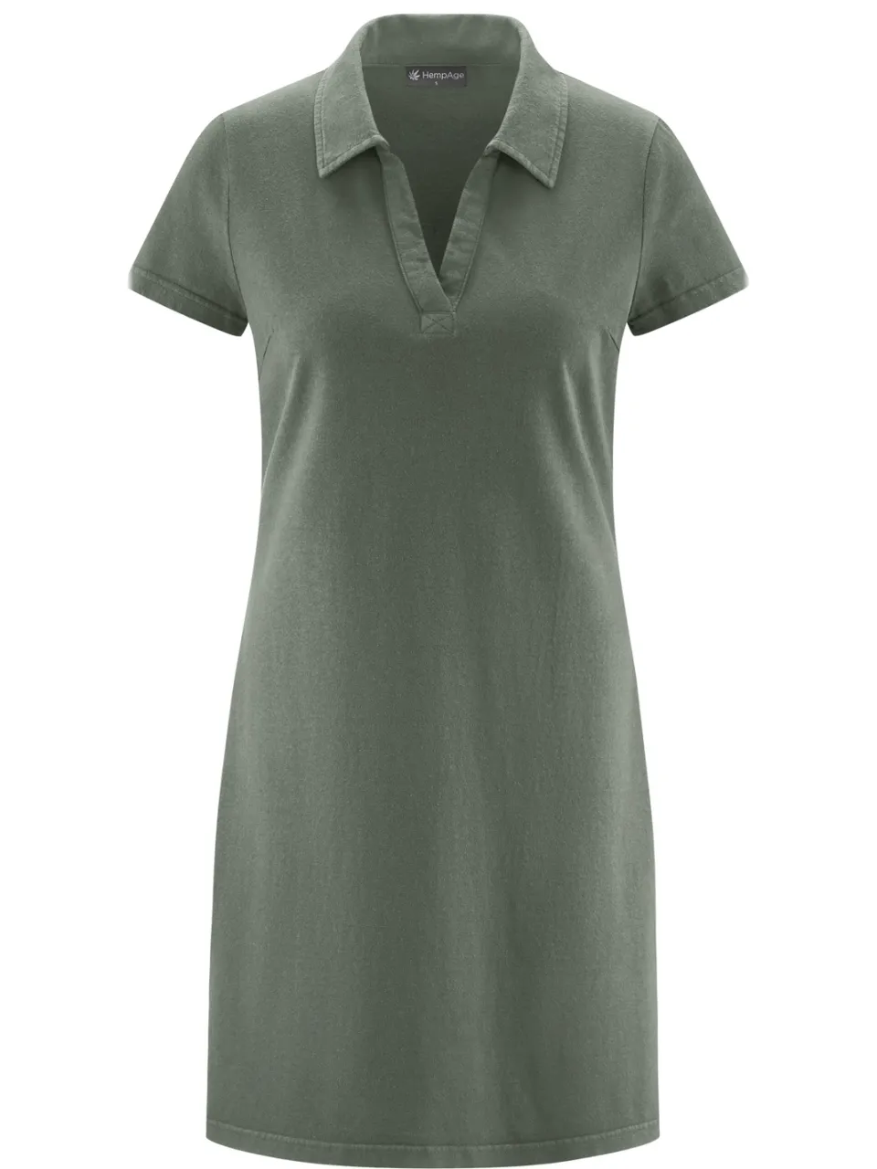 HempAge dames vegan Jurk Timeless Summer Platte Kraag Mosgroen groen, foto 2