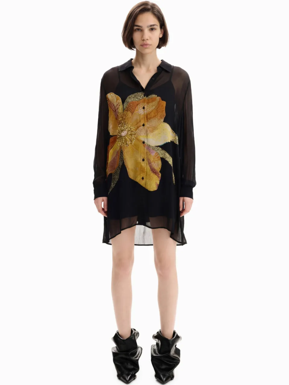Desigual gebloemde blousejurk - zwart