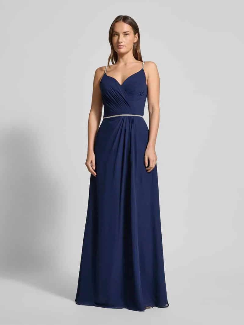 LUXUAR FASHION Avondjurk met siersteentjes Donkerblauw