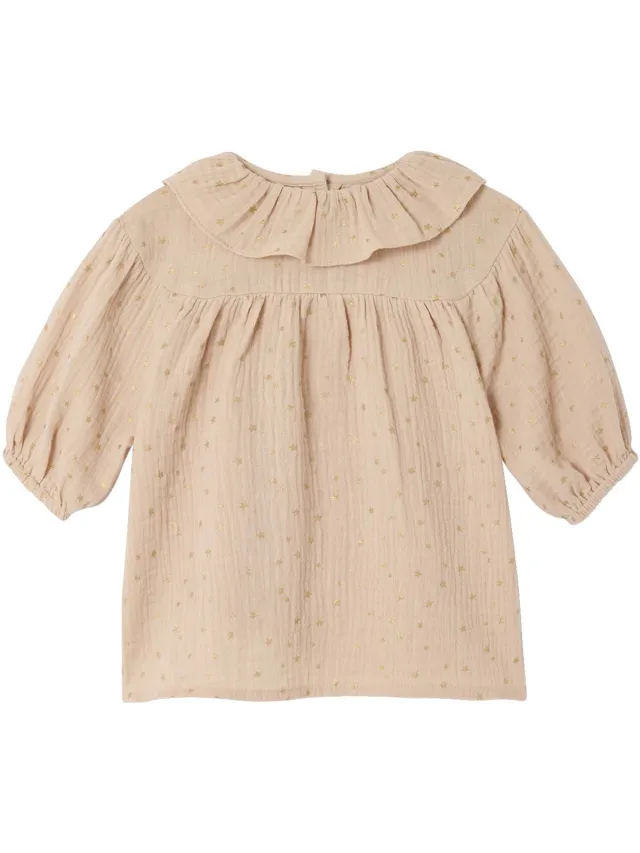 vertbaudet Babyjurk met sterretjes van gaas beige (poederkleur)