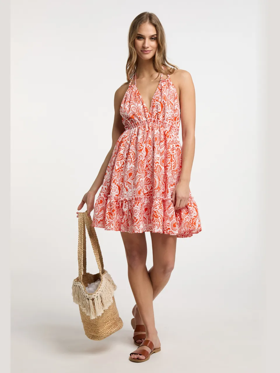 IZIA Zomerjurk Dames rood wit Wit/Rood