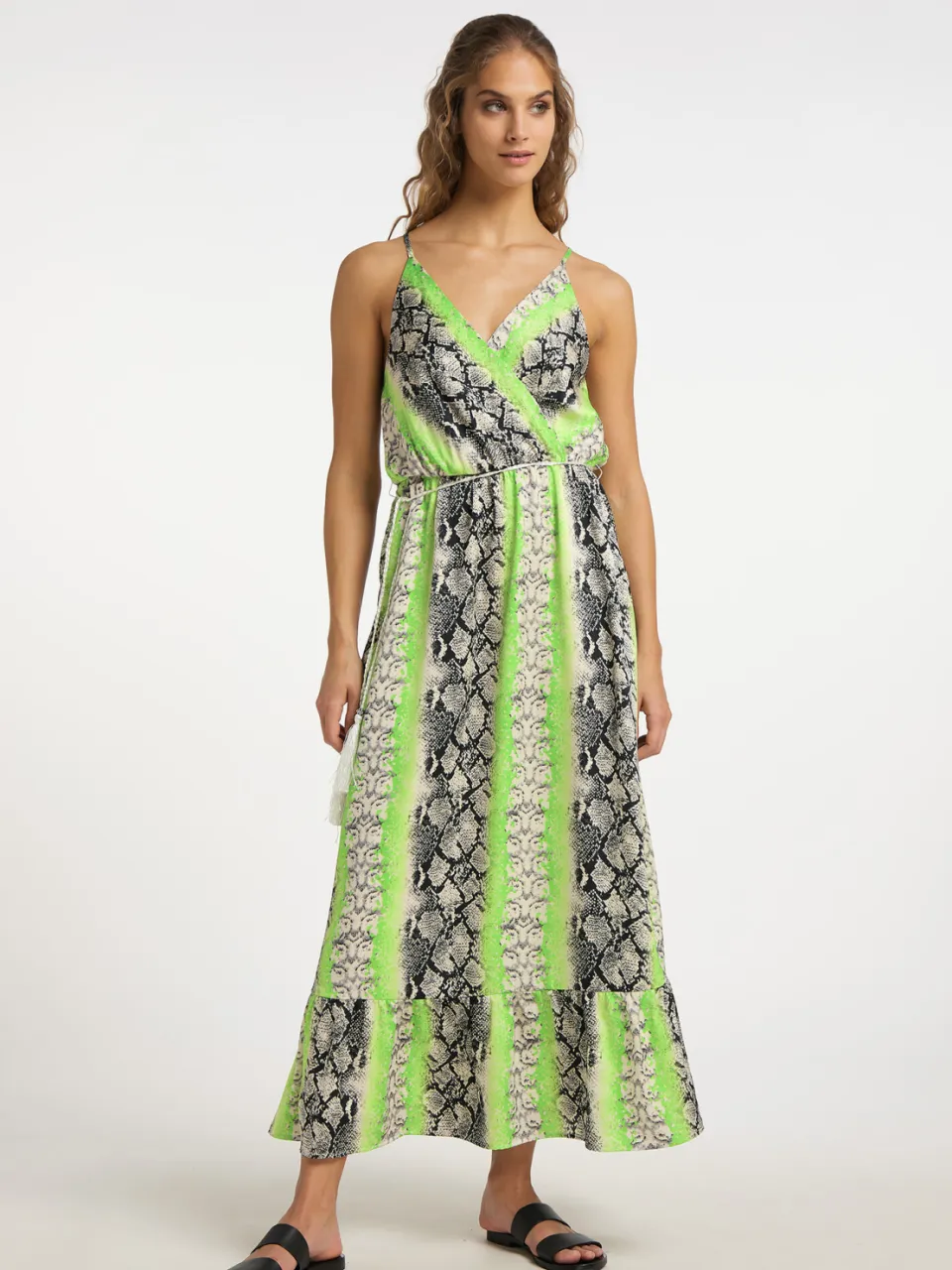 IZIA Maxi-jurk met slangenprint Dames Groen Veelkleurig