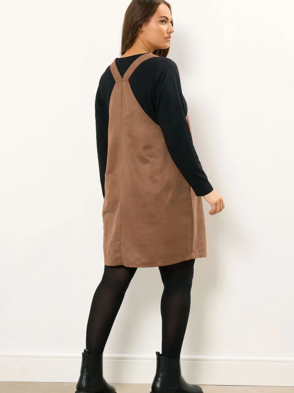Yours Bruine Faux Suède Pinafore Jurk, foto 4
