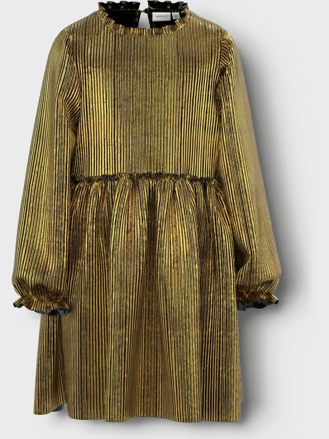 NAME IT NKFRITALLICA LS DRESS PB Meisjes Jurk gold colour