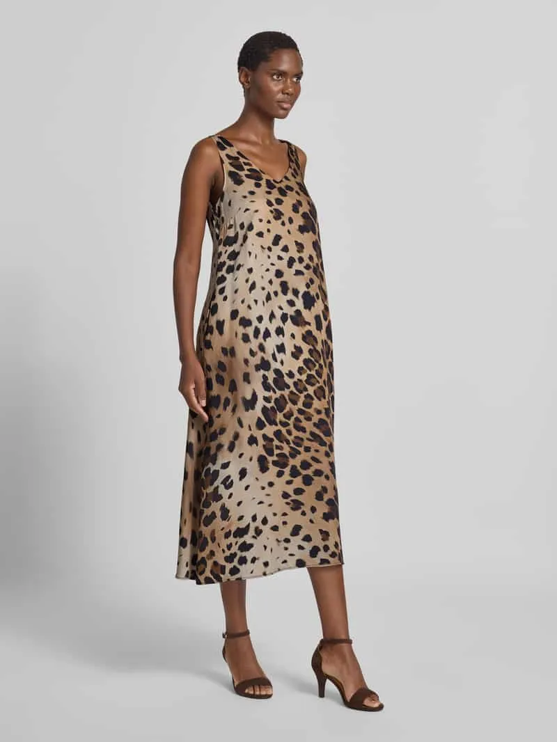 Smith and Soul midi-jurk van viscose in all-over look middenbruin, foto 4