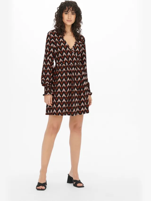 JDY JDYLOTUS L/S WRAP DRESS JRS Dames Jurk Ginger Bread