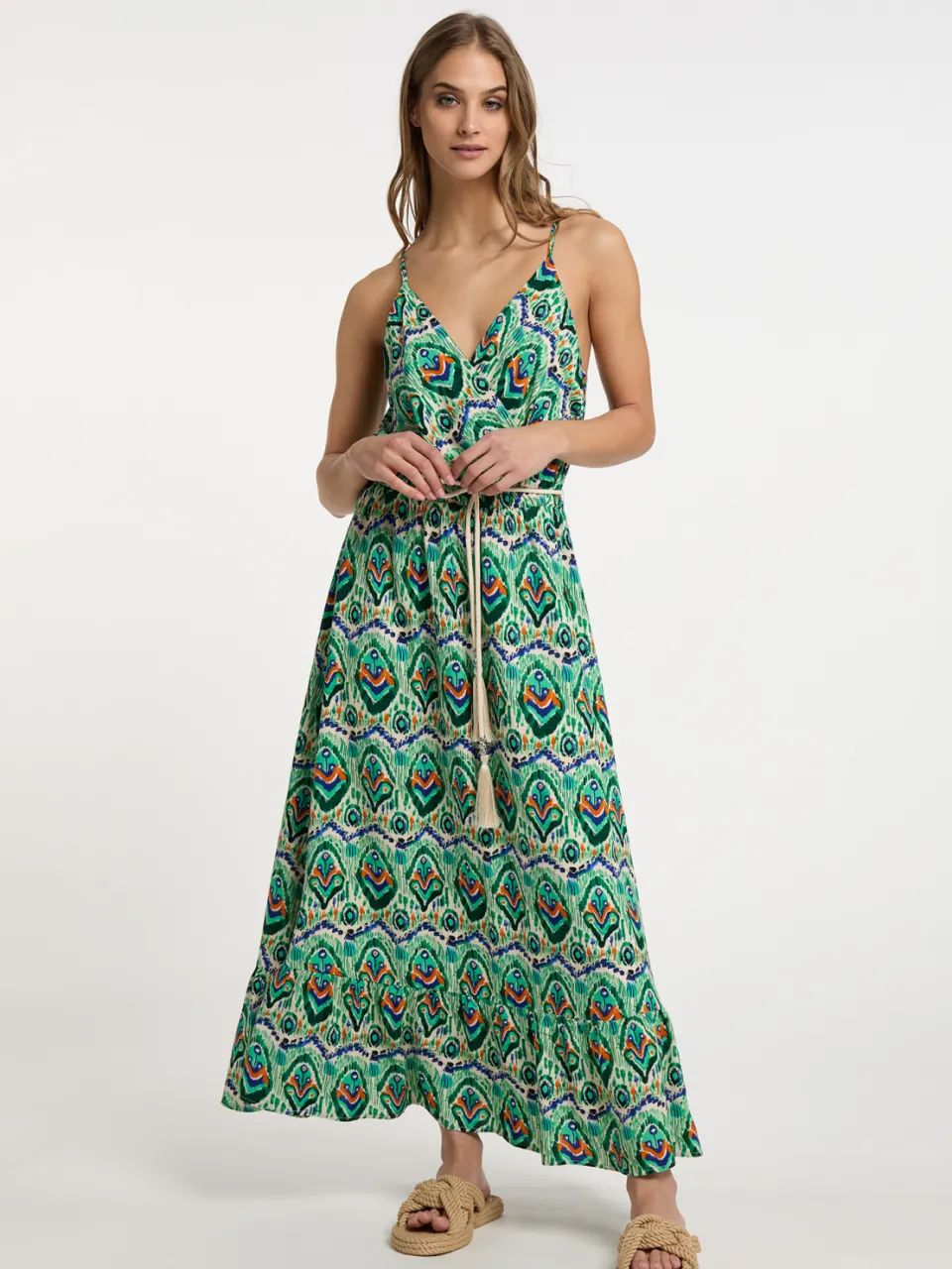 IZIA Maxi-jurk met all-over print Dames Groen Veelkleurig
